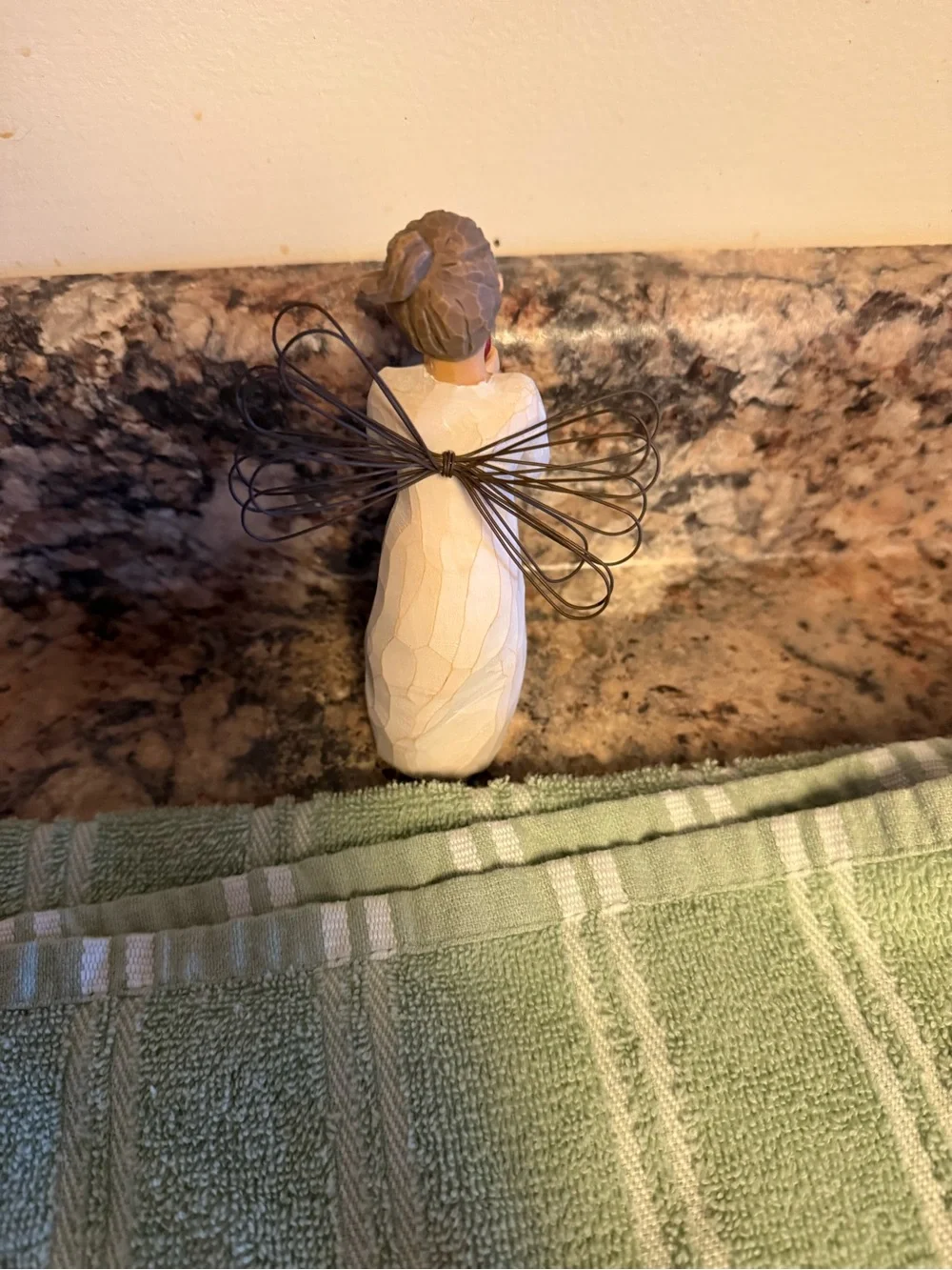 Willow Tree White Angel Figurine with Red Accent and Brown Hair